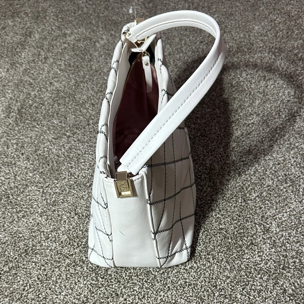 kate spade White Quilted Leather Shoulder Bag with Gold Hardware